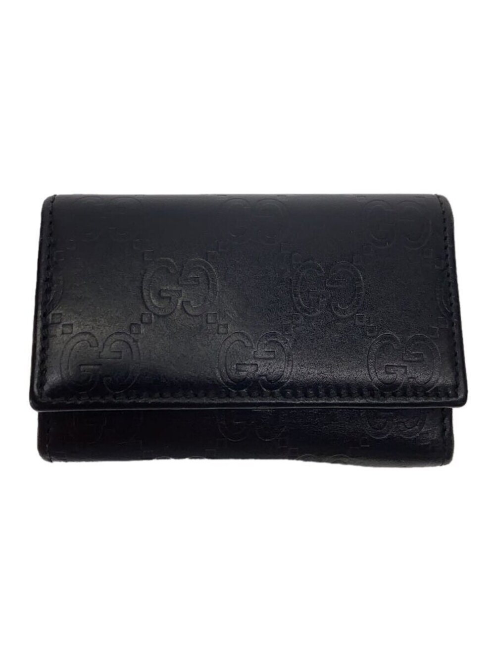 Gucci Key Case Wallet Gucci Guccissima Faux Leather Black